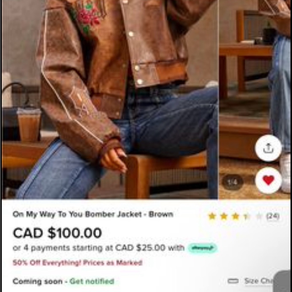Fashion Nova Bomber jacket for women. Size M. - Picture 3 of 3